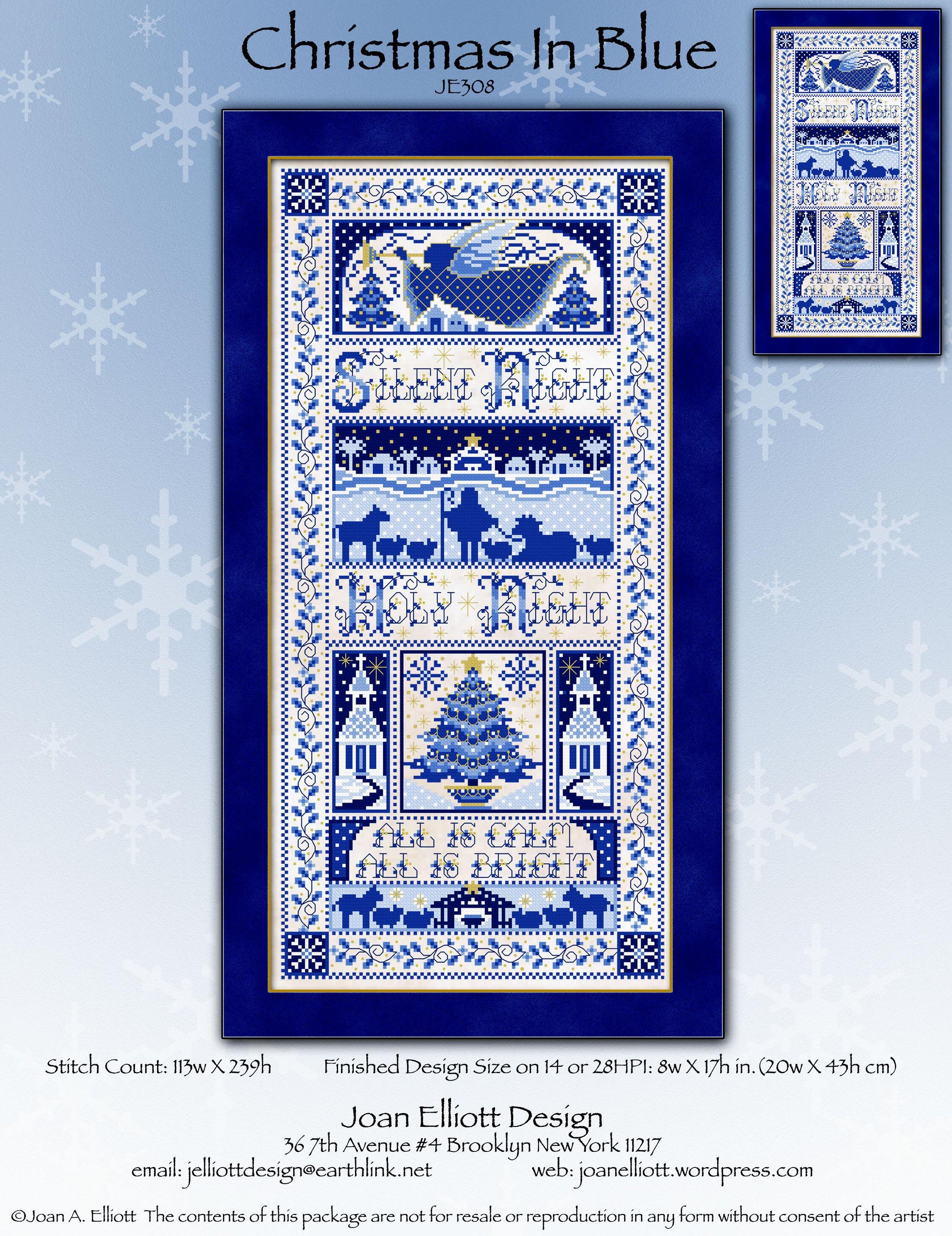 Christmas in Blue by Joan Elliot Design - Cross Stitch Pattern, Needlecraft Patterns, The Crafty Grimalkin - A Cross Stitch Store