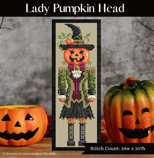 PREORDER Lady Pumpkin Head - Shannon Christine - Cross Stitch Pattern, Needlecraft Patterns, The Crafty Grimalkin - A Cross Stitch Store