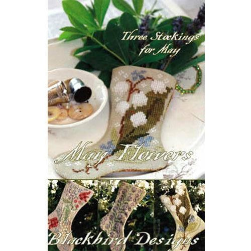 Three Stockings for May, May Flowers - Blackbird Designs - Cross Stitch Pattern