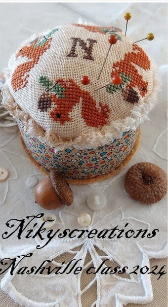 Squirrel Box Pincushion Kit - Nikyscreations - Cross Stitch Kit, Needlecraft Patterns, The Crafty Grimalkin - A Cross Stitch Store
