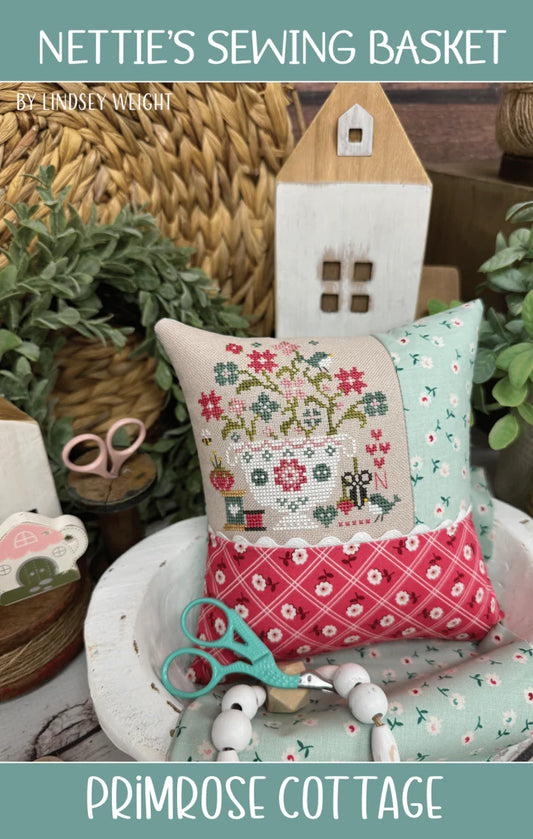 Nettie's Sewing Basket - Primrose Cottage Stitches - Cross Stitch Pattern