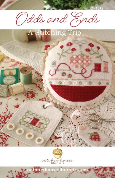 PREORDER Odds and Ends: A Stitching Trio - October House -  Cross Stitch Pattern