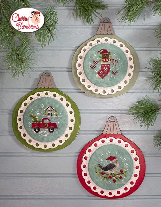 Vintage Ornaments Set 3 - Cherry Blossoms - Cross Stitch Pattern
