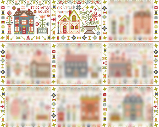 Rick Rack House #2, Stitchery Lane Series - Pansy Patch - Cross Stitch Pattern
