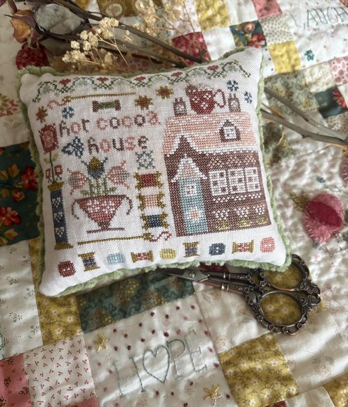 Hot Cocoa House #4, Stitchery Lane Series - Pansy Patch - Cross Stitch Pattern