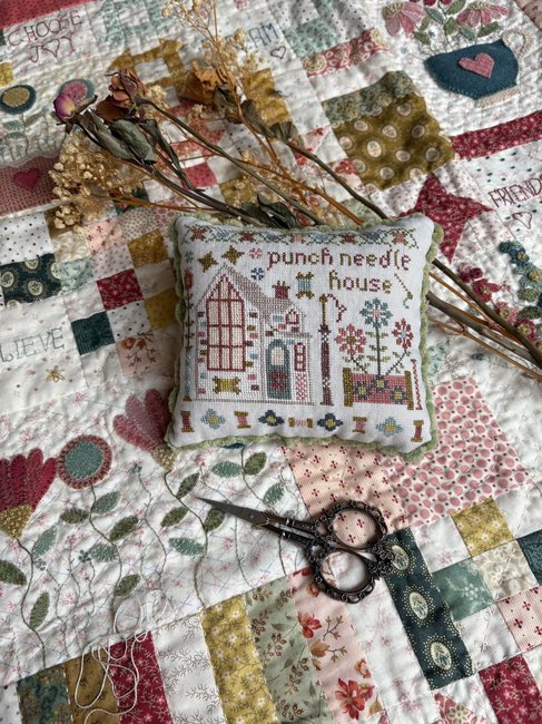 Punch Needle House #7, Stitchery Lane Series - Pansy Patch - Cross Stitch Pattern