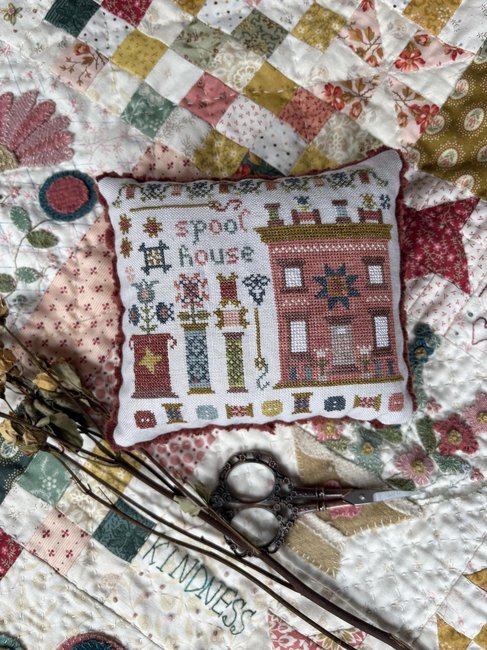 Spool House #8, Stitchery Lane Series - Pansy Patch - Cross Stitch Pattern