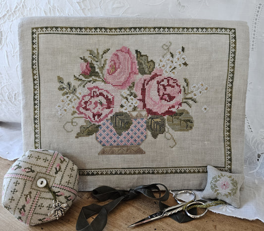 Peony Pocket and Accessories Chart - Samplers Not Forgotten - Cross Stitch Pattern
