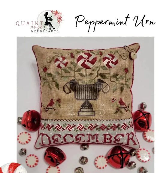 Peppermint Urn - Quaint Rose NeedleArts - Cross Stitch Patterns, Needlecraft Patterns, The Crafty Grimalkin - A Cross Stitch Store