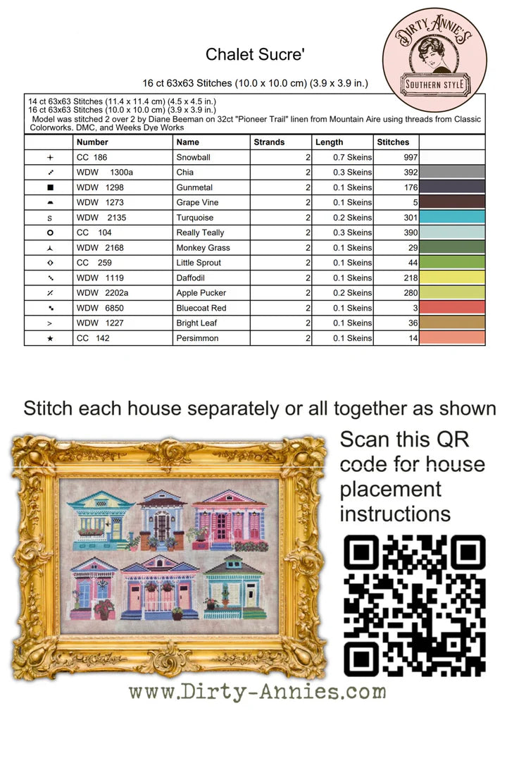 Garden District: Chalet Sucre #6 - Dirty Annie's - Cross Stitch Pattern