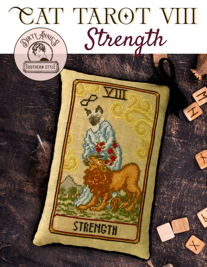 Cat Tarot VIII - Strength - Dirty Annie's - Cross Stitch Pattern, Needlecraft Patterns, Needlecraft Patterns, The Crafty Grimalkin - A Cross Stitch Store