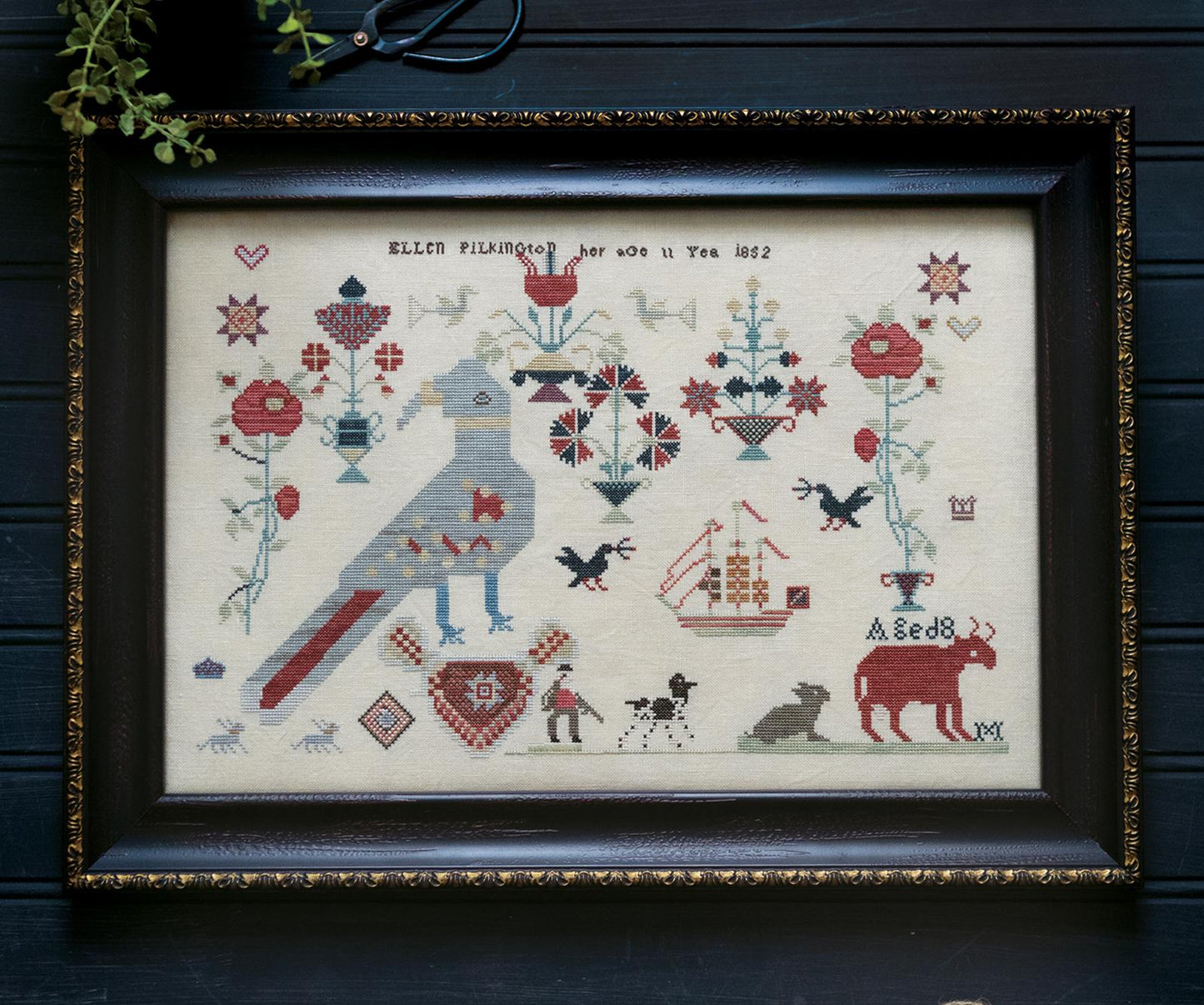 RED BULL & ODD BIRD - Plum Street Samplers - Cross Stitch Pattern