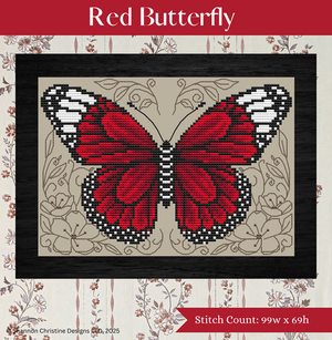 Red Butterfly - Shannon Christine - Cross Stitch Pattern, Needlecraft Patterns, The Crafty Grimalkin - A Cross Stitch Store