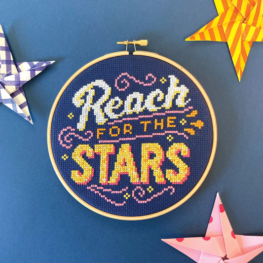 Reach for the Stars -  Cross Stitch Kit - Love Poppet, Needlecraft Patterns, The Crafty Grimalkin - A Cross Stitch Store
