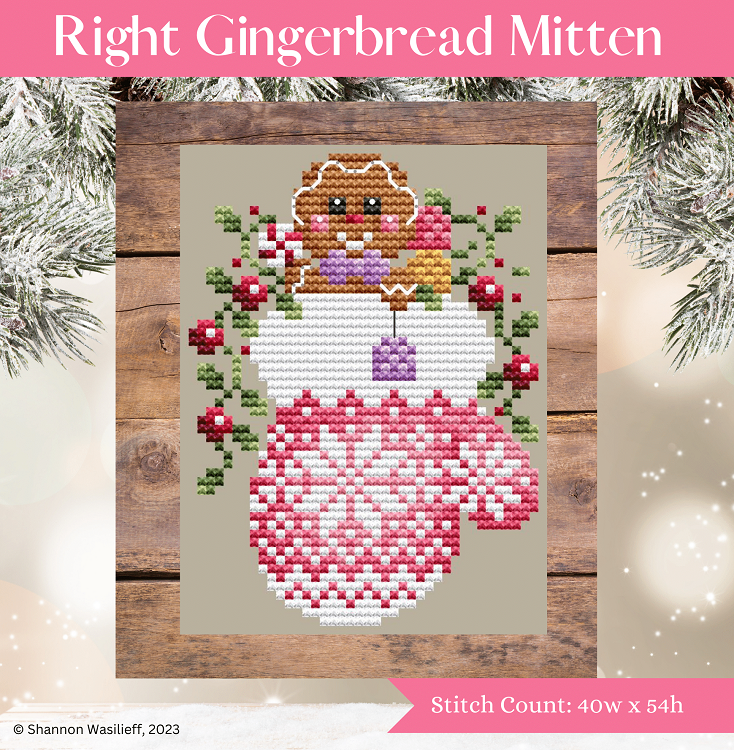 Right Gingerbread Mitten - Shannon Christine Designs - Cross Stitch Pattern, Needlecraft Patterns, The Crafty Grimalkin - A Cross Stitch Store