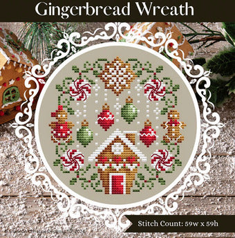 Gingerbread Wreath - Shannon Christine Designs - Cross Stitch Pattern, Needlecraft Patterns, The Crafty Grimalkin - A Cross Stitch Store