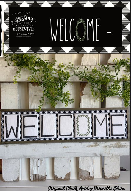 Welcome Wreath - Stitching with the Housewives - Cross Stitch Pattern