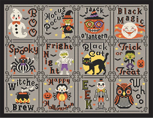 Halloween Spooktacular Ornament Series 5-8 - Tiny Modernist - Cross Stitch Pattern, Needlecraft Patterns, Needlecraft Patterns, The Crafty Grimalkin - A Cross Stitch Store
