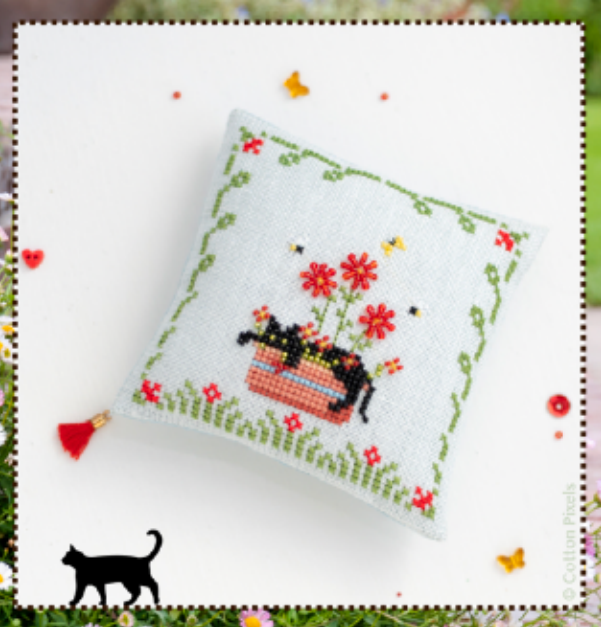 PRE-ORDER Gardener’s Cat - Cotton Pixels - Cross Stitch Pattern, Needlecraft Patterns, Needlecraft Patterns, The Crafty Grimalkin - A Cross Stitch Store