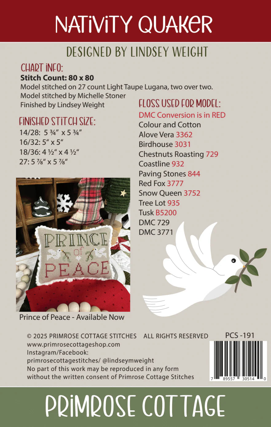 Nativity Quaker - Primrose Cottage - Cross Stitch Pattern