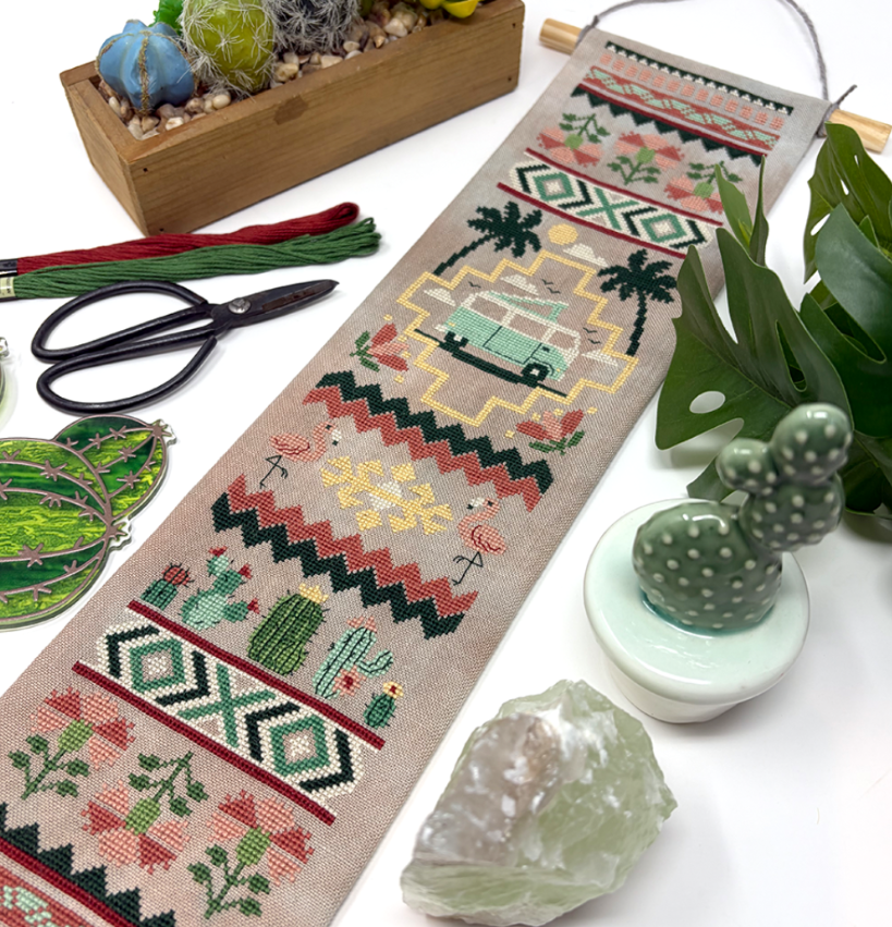PREORDER Cactus and Caravan Bell Pull - Tiny Modernist - Cross Stitch Pattern