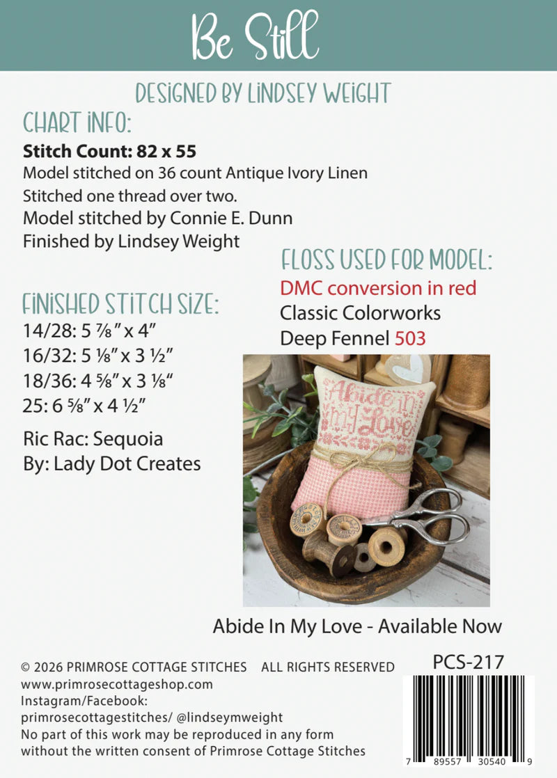 Be Still - Primrose Cottage Stitches - Cross Stitch Pattern