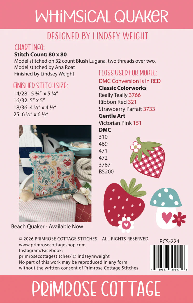 Whimsical Quaker - Primrose Cottage Stitches - Cross Stitch Pattern, Needlecraft Patterns, Needlecraft Patterns, The Crafty Grimalkin - A Cross Stitch Store