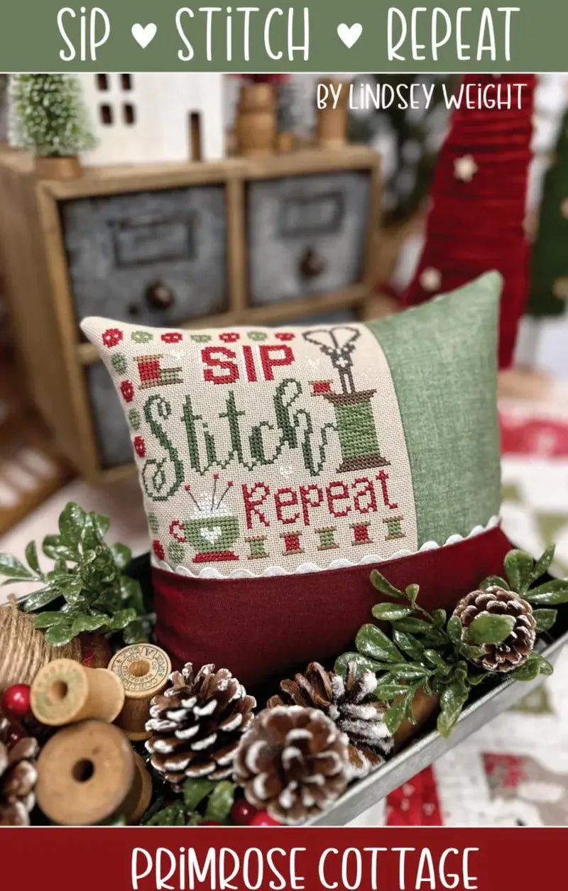 Sip Stitch Repeat - Primrose Cottage Stitches - Cross Stitch Pattern, Needlecraft Patterns, Needlecraft Patterns, The Crafty Grimalkin - A Cross Stitch Store