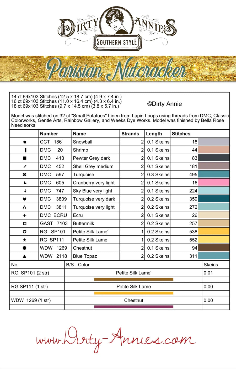 Parisian Nutcracker - Dirty Annie's - Cross Stitch Pattern