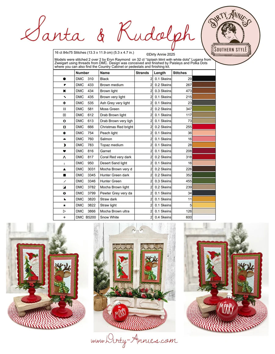 Santa and Rudolph - Dirty Annie's - Cross Stitch Pattern
