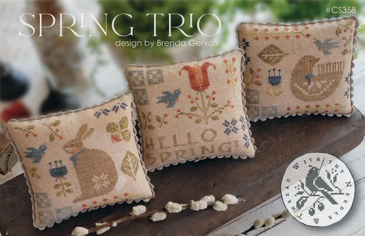 Spring Trio - With Thy Needle and Thread - Cross Stitch Pattern, Needlecraft Patterns, The Crafty Grimalkin - A Cross Stitch Store