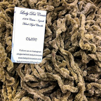 Olive Cotton Chenille - Lady Dots Creates Finishing Trims, Ribbons & Trim, The Crafty Grimalkin - A Cross Stitch Store