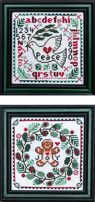 Pair of Squares Peace and Joy - Tellin Emblem - Cross Stitch Pattern, Needlecraft Patterns, The Crafty Grimalkin - A Cross Stitch Store