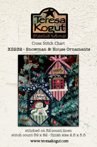 Snowman & House Ornaments - Teresa Kogut - Cross Stitch Pattern, Needlecraft Patterns, The Crafty Grimalkin - A Cross Stitch Store