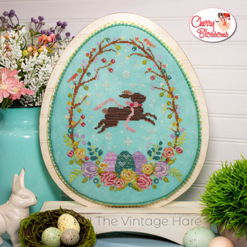 Wooden Vintage Egg Backer - Cherry Blossoms - Cross Stitch Pattern, Needlecraft Patterns, The Crafty Grimalkin - A Cross Stitch Store
