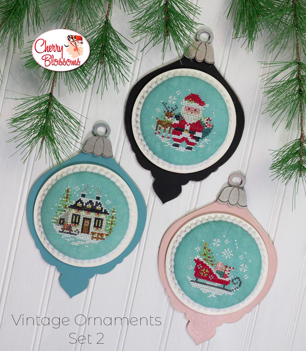 PREORDER Vintage Ornaments Set Two - Cherry Blossoms - Cross Stitch Pattern, Needlecraft Patterns, The Crafty Grimalkin - A Cross Stitch Store