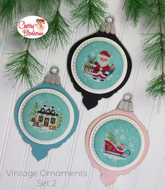 PREORDER Vintage Ornaments Set Two - Cherry Blossoms - Cross Stitch Pattern, Needlecraft Patterns, The Crafty Grimalkin - A Cross Stitch Store