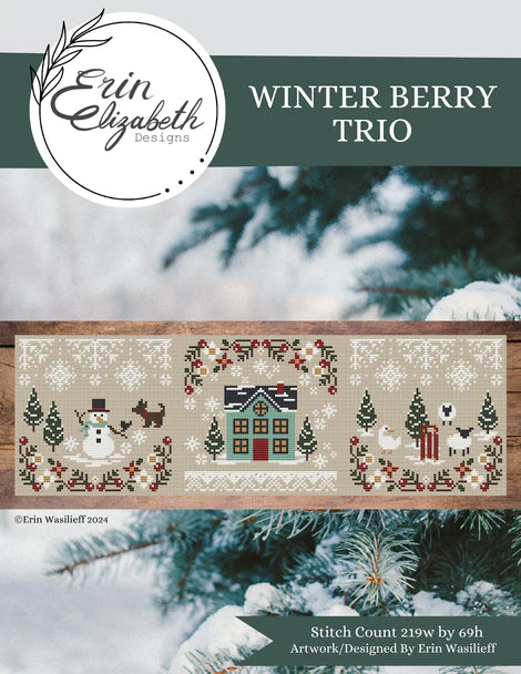 PRE-ORDER Winter Berry Trio - Erin Elizabeth Designs - Cross Stitch Pattern, Needlecraft Patterns, The Crafty Grimalkin - A Cross Stitch Store