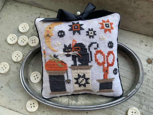 PREORDER  Halloween Spools Pinkeep - Stitches by Ethel - Cross Stitch Pattern