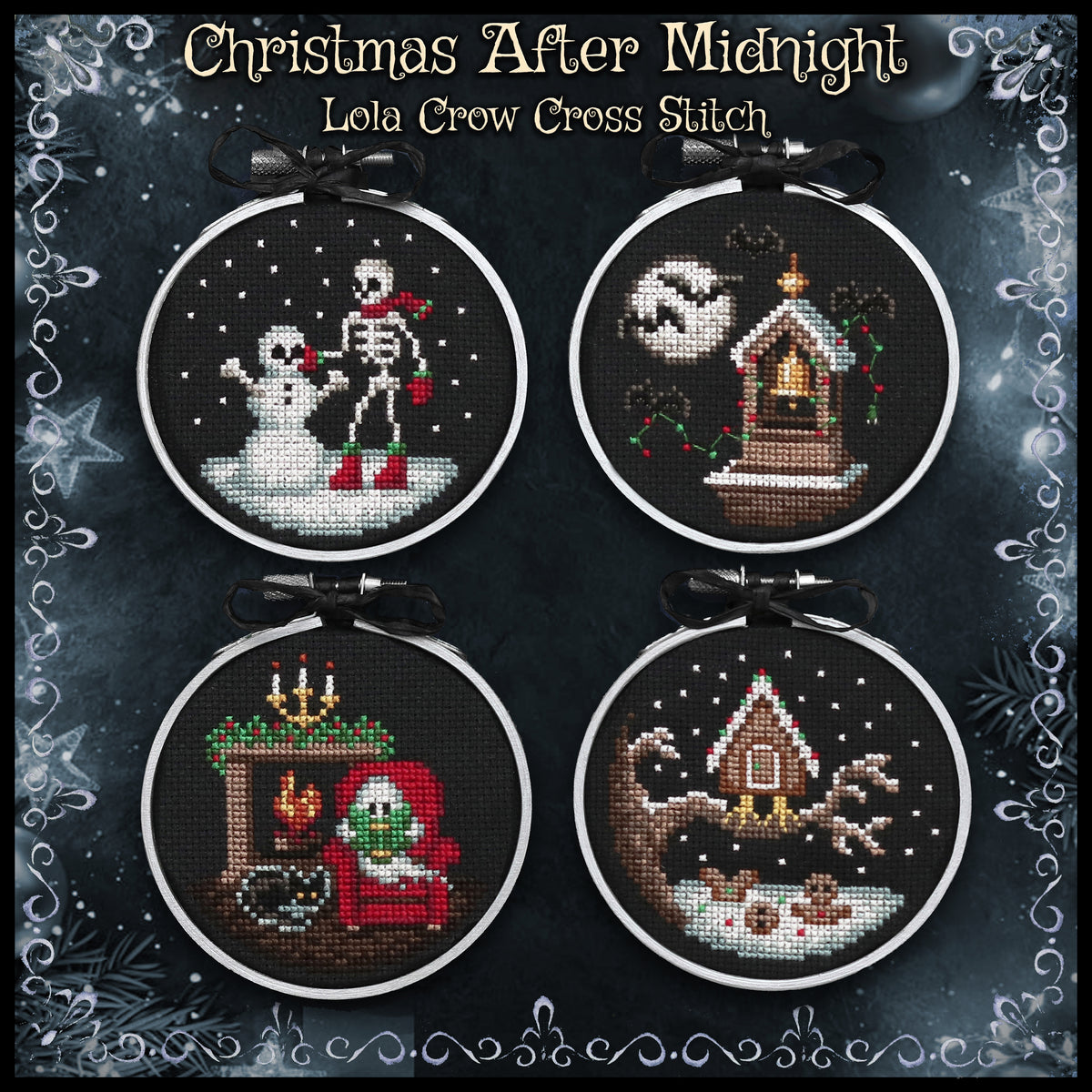 Christmas After Midnight - Lola Crow - Cross Stitch Pattern, Cross Stitch Patterns, The Crafty Grimalkin - A Cross Stitch Store