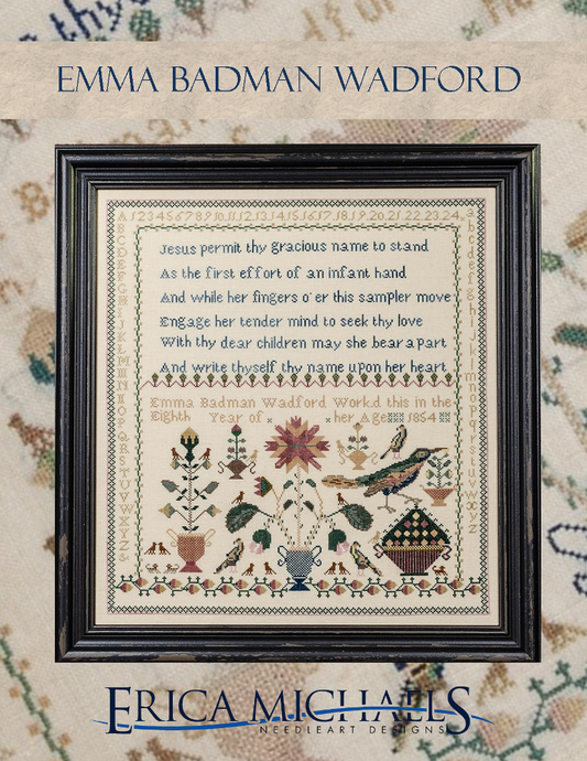 PRE-ORDER Emma Badman Wadford - Erica Michaels - Cross Stitch Pattern, Needlecraft Patterns, Needlecraft Patterns, The Crafty Grimalkin - A Cross Stitch Store