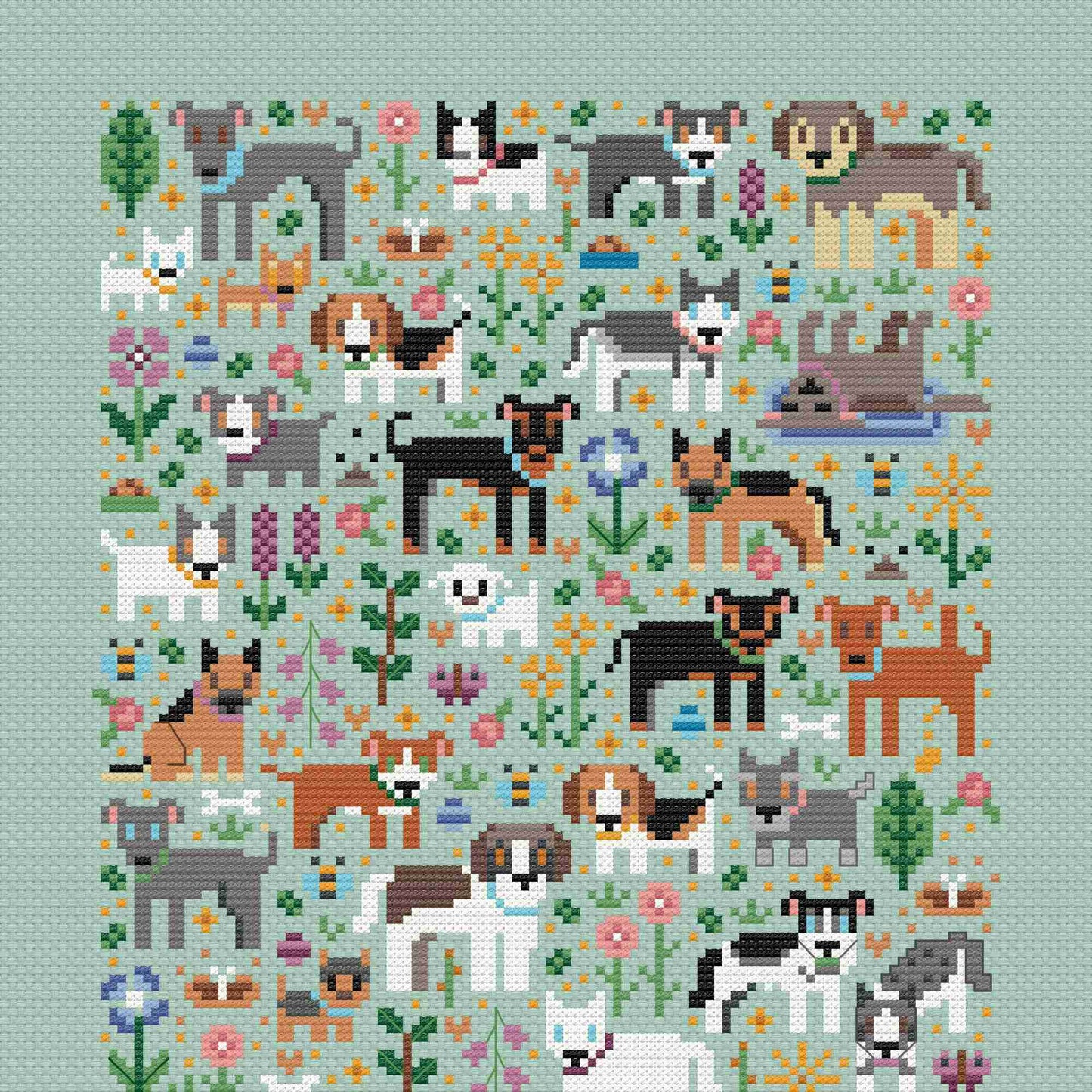 Dog Park - Una Buena Pieza - Cross Stitch Pattern