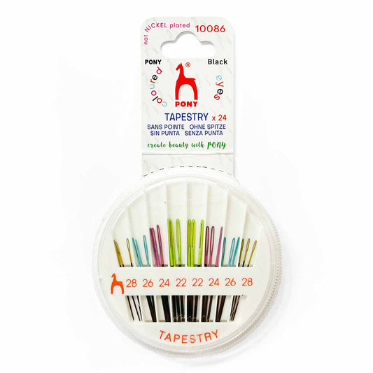 Pony Black Tapestry Needles with Coloured Eyes - Assorted Sizes