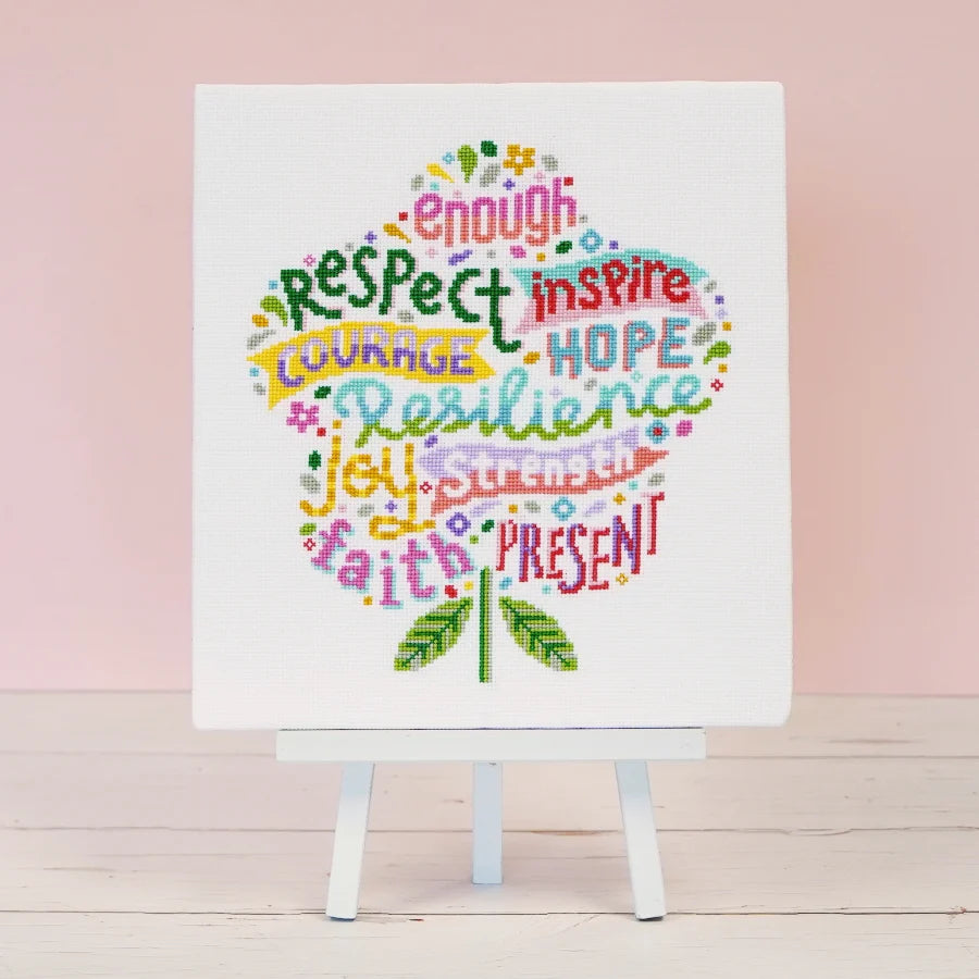 Positivity Blooms - Caterpillar Cross Stitch - Cross Stitch Pattern