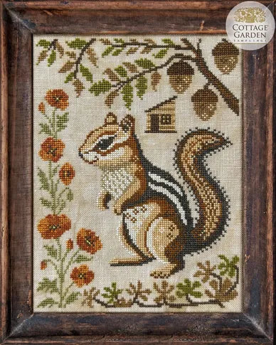The Chipmunk - A Year in the Woods II #6 - Cottage Garden Samplings - Cross Stitch Pattern