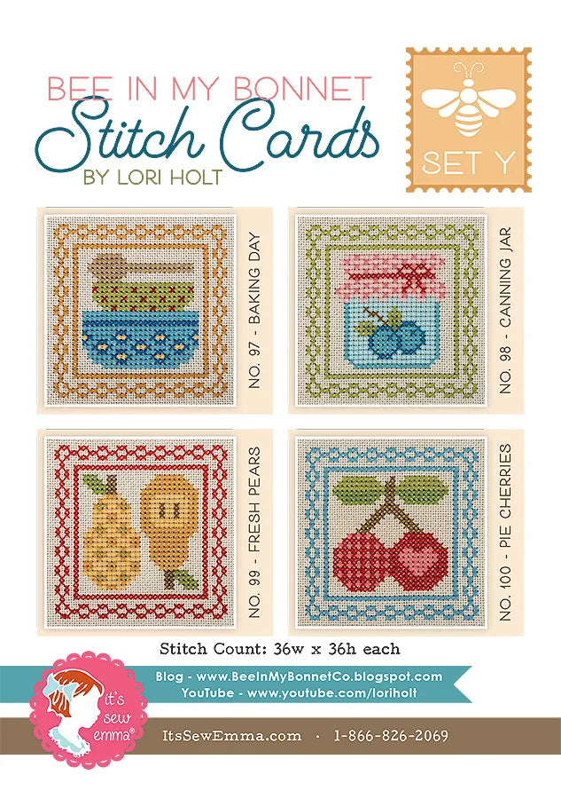 Stitch Cards Set Y - by Lori Holt of Bee in my Bonnet - Cross Stitch Pattern