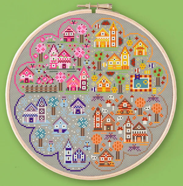 Seasons Town - Una Buena Pieza - Cross Stitch Pattern, Needlecraft Patterns, The Crafty Grimalkin - A Cross Stitch Store