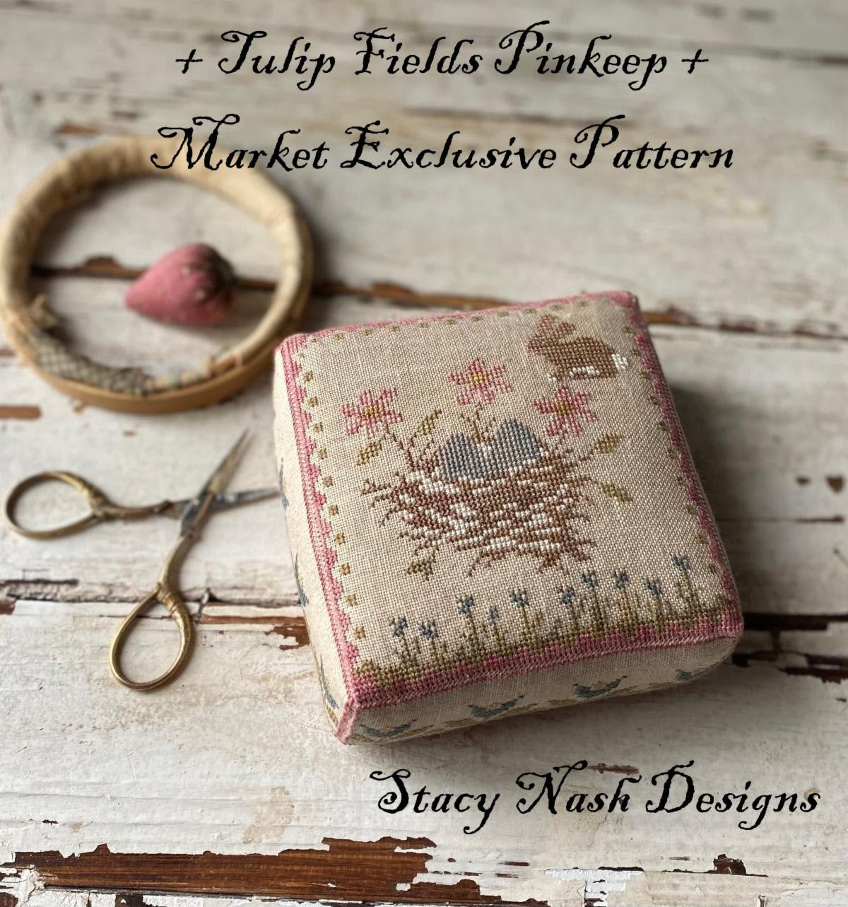 PRE-ORDER Tulip Fields Pinkeep - Stacy Nash Primitives - Cross Stitch Pattern, Needlecraft Patterns, Needlecraft Patterns, The Crafty Grimalkin - A Cross Stitch Store