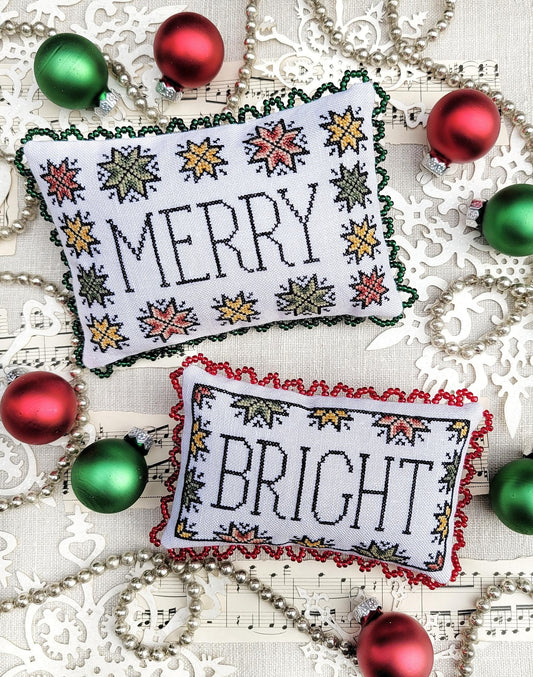 PREORDER Merry & Bright - Hello From Liz Mathews - Cross Stitch Pattern, Needlecraft Patterns, The Crafty Grimalkin - A Cross Stitch Store