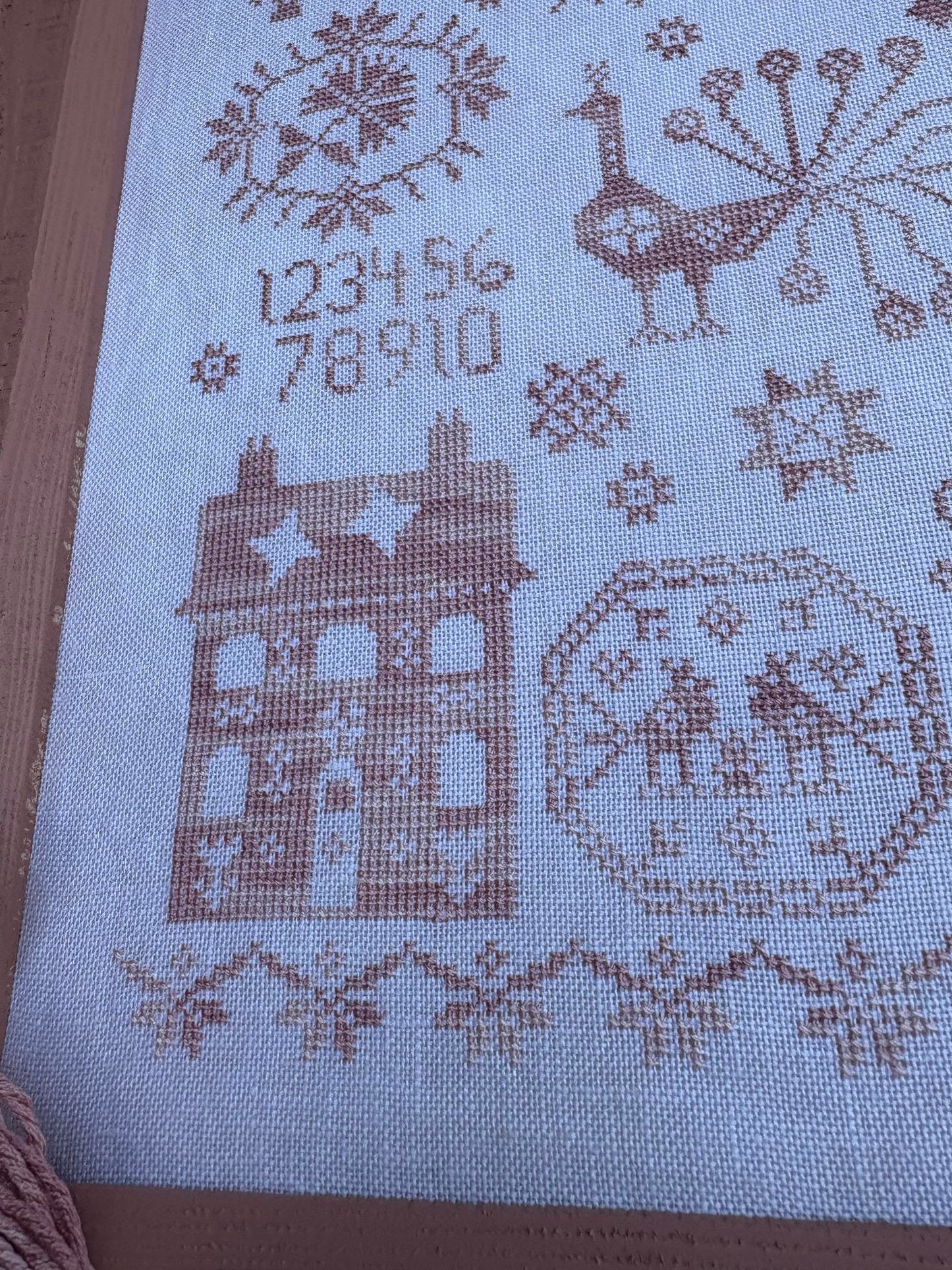 Pink Peacock Sampler - Pansy Patch - Cross Stitch Pattern